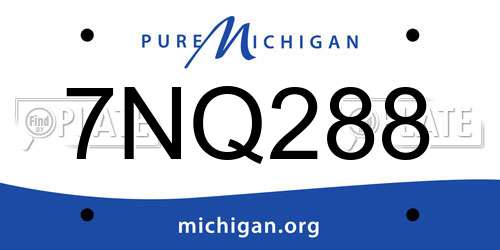 7NQ288 Michigan License Plate