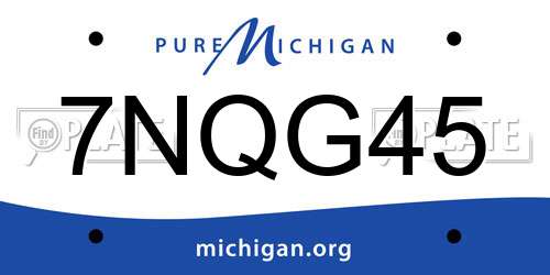 7NQG45 Michigan License Plate