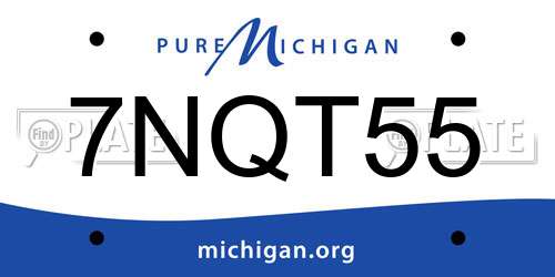 7NQT55 Michigan License Plate