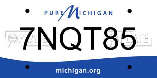 7NQT85 Michigan License Plate