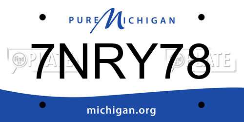 7NRY78 Michigan License Plate
