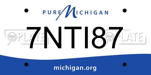7NTI87 Michigan License Plate