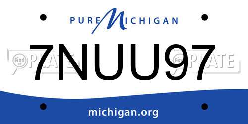 7NUU97 Michigan License Plate