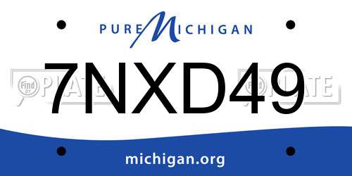 7NXD49 Michigan License Plate