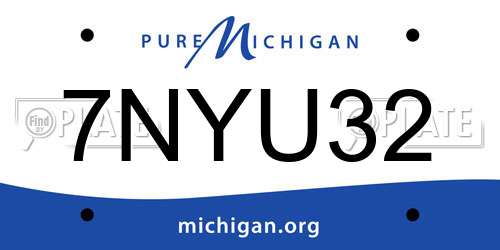 7NYU32 Michigan License Plate