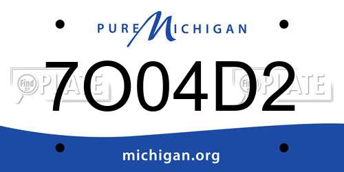 7O04D2 Michigan License Plate