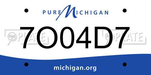 7O04D7 Michigan License Plate