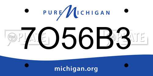 7O56B3 Michigan License Plate