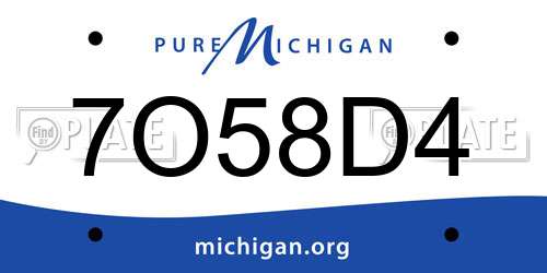 7O58D4 Michigan License Plate