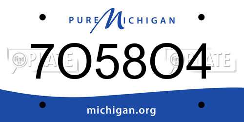 7O58O4 Michigan License Plate