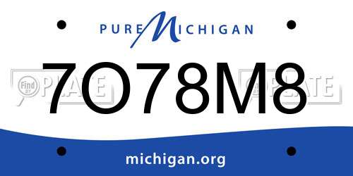 7O78M8 Michigan License Plate