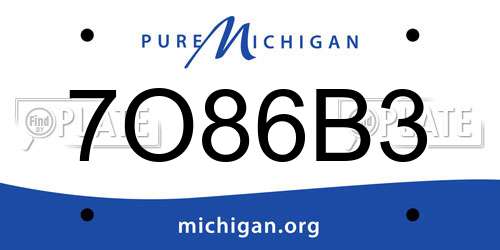 7O86B3 Michigan License Plate