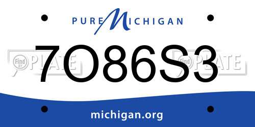 7O86S3 Michigan License Plate