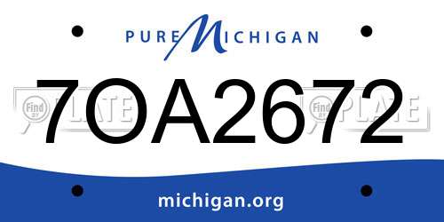7OA2672 Michigan License Plate