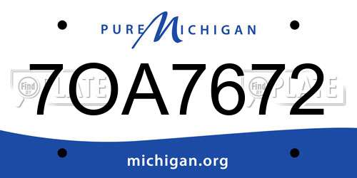 7OA7672 Michigan License Plate