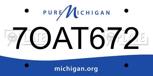 7OAT672 Michigan License Plate