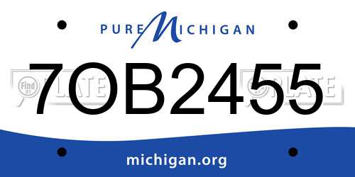 7OB2455 Michigan License Plate