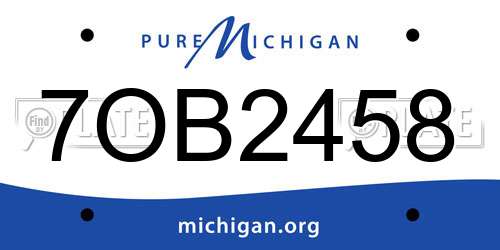 7OB2458 Michigan License Plate