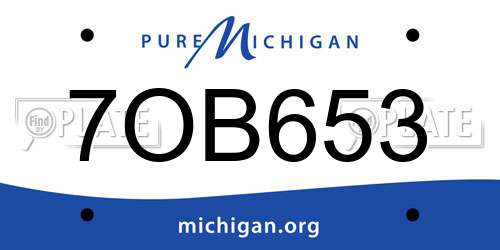 7OB653 Michigan License Plate