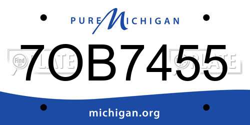 7OB7455 Michigan License Plate