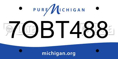 7OBT488 Michigan License Plate
