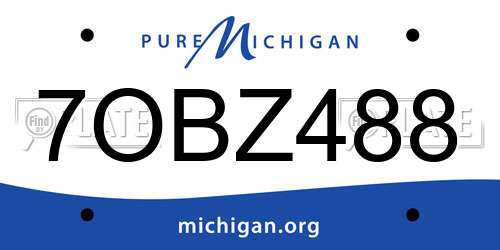 7OBZ488 Michigan License Plate