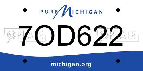 7OD622 Michigan License Plate