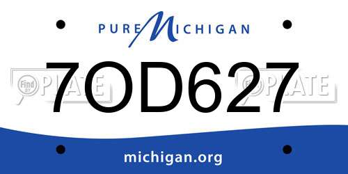 7OD627 Michigan License Plate