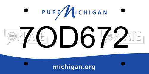 7OD672 Michigan License Plate