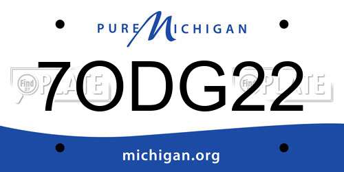 7ODG22 Michigan License Plate