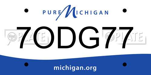 7ODG77 Michigan License Plate