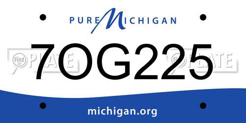 7OG225 Michigan License Plate