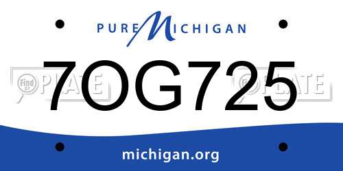7OG725 Michigan License Plate