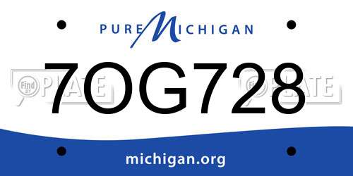 7OG728 Michigan License Plate