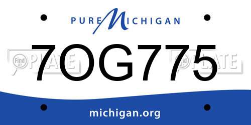7OG775 Michigan License Plate