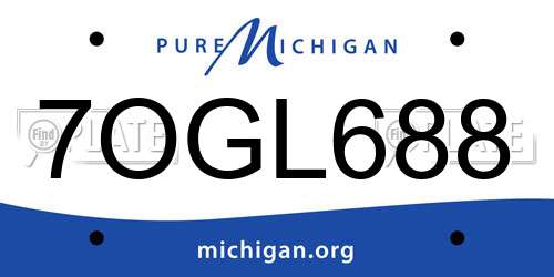 7OGL688 Michigan License Plate