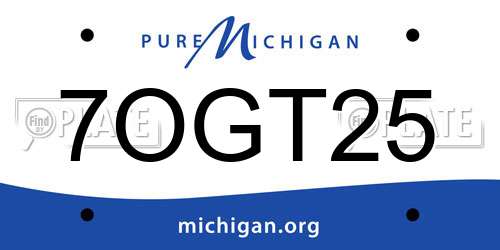 7OGT25 Michigan License Plate