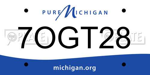 7OGT28 Michigan License Plate