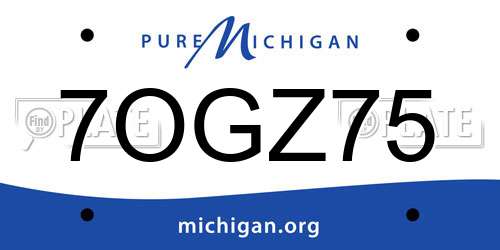 7OGZ75 Michigan License Plate