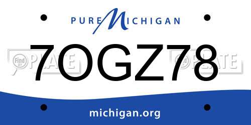 7OGZ78 Michigan License Plate