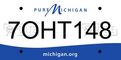 7OHT148 Michigan License Plate