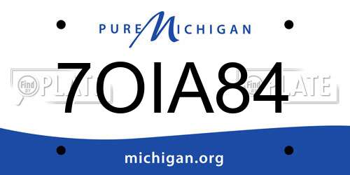 7OIA84 Michigan License Plate