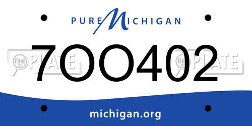 7OO402 Michigan License Plate