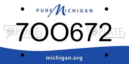 7OO672 Michigan License Plate
