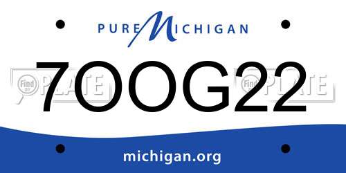 7OOG22 Michigan License Plate
