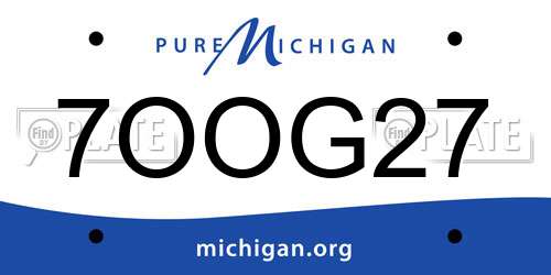 7OOG27 Michigan License Plate
