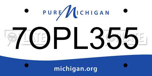 7OPL355 Michigan License Plate