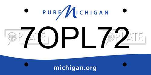 7OPL72 Michigan License Plate