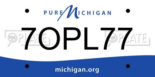 7OPL77 Michigan License Plate