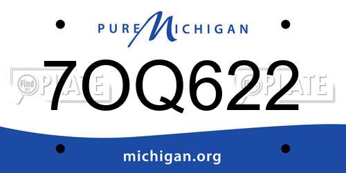 7OQ622 Michigan License Plate